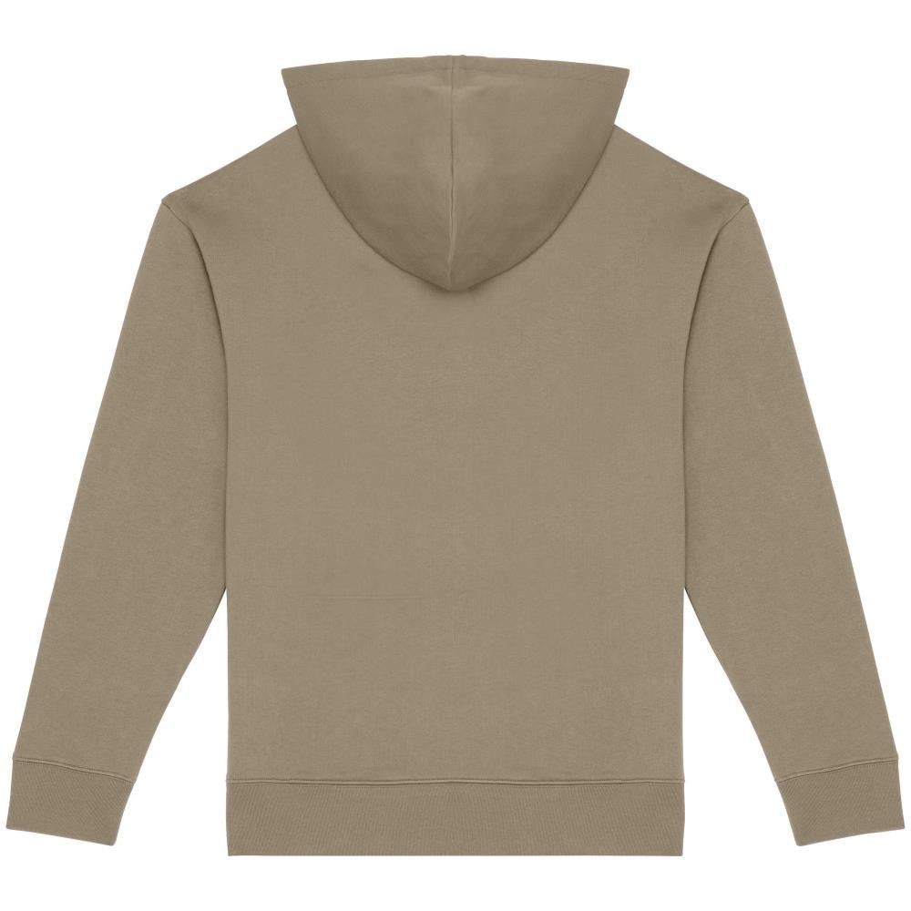 Ecologische sweater met capuchon en afhangende mouwen in geborsteld fleece
