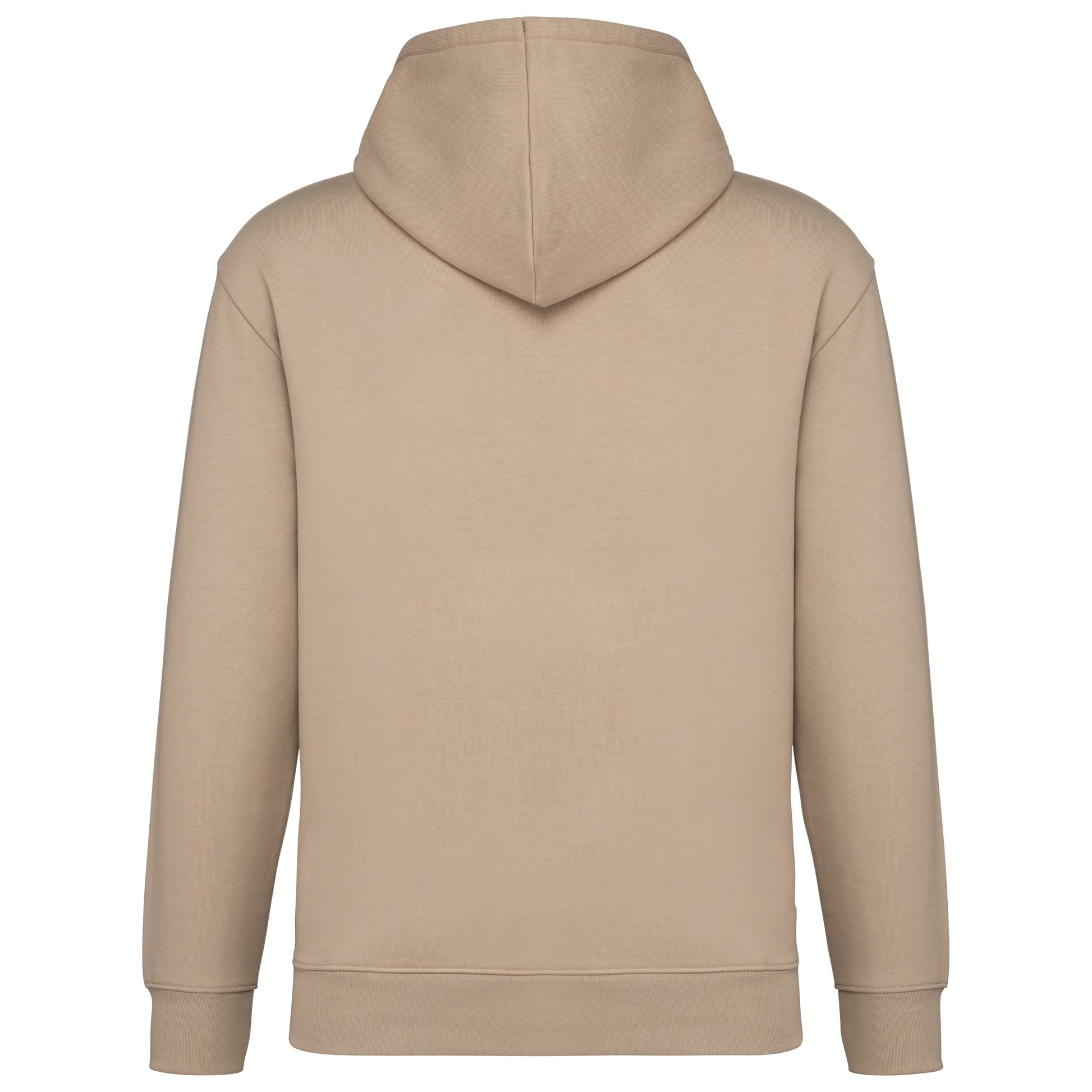 Ecologische sweater met capuchon en afhangende mouwen in geborsteld fleece