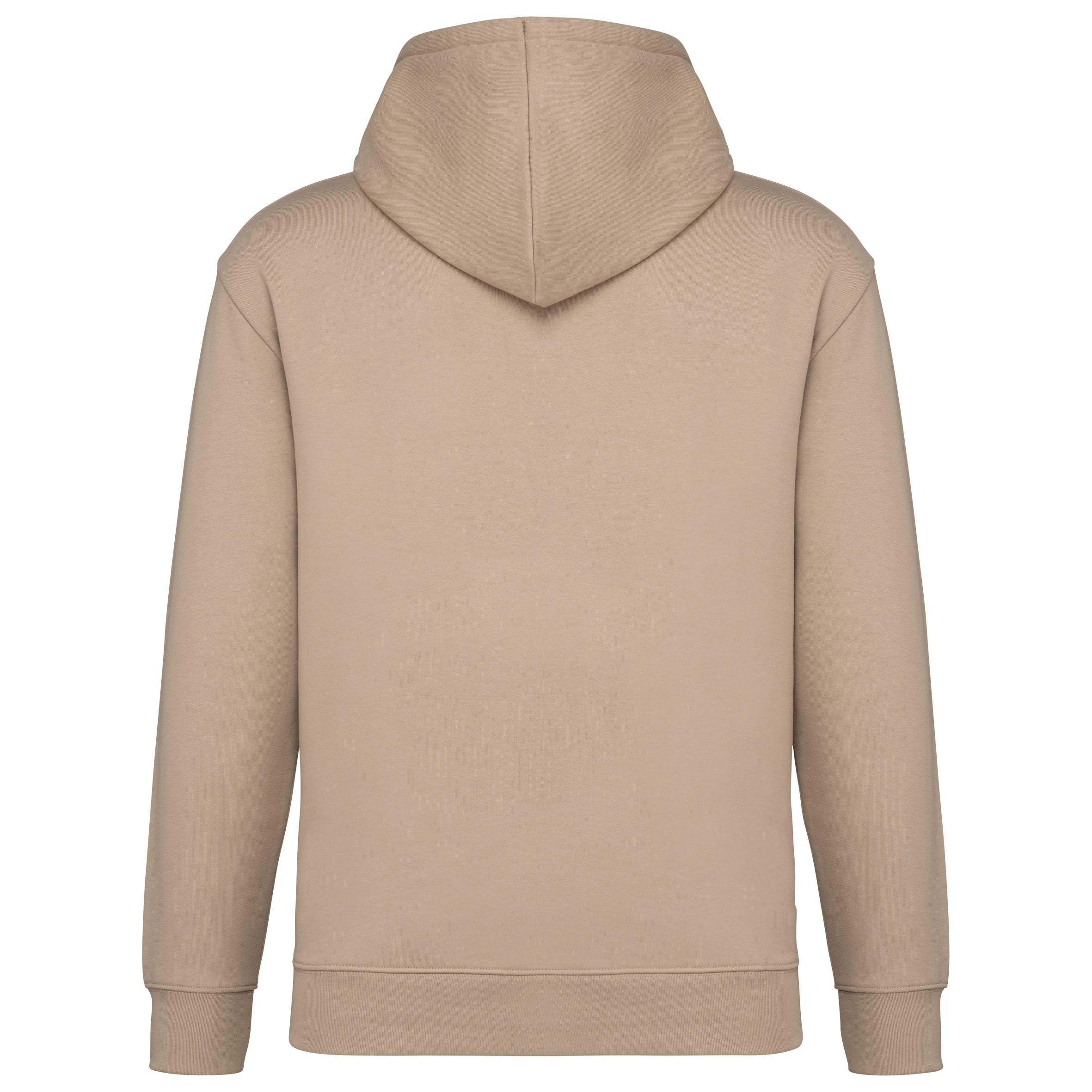 Ecologische sweater met capuchon en afhangende mouwen in geborsteld fleece