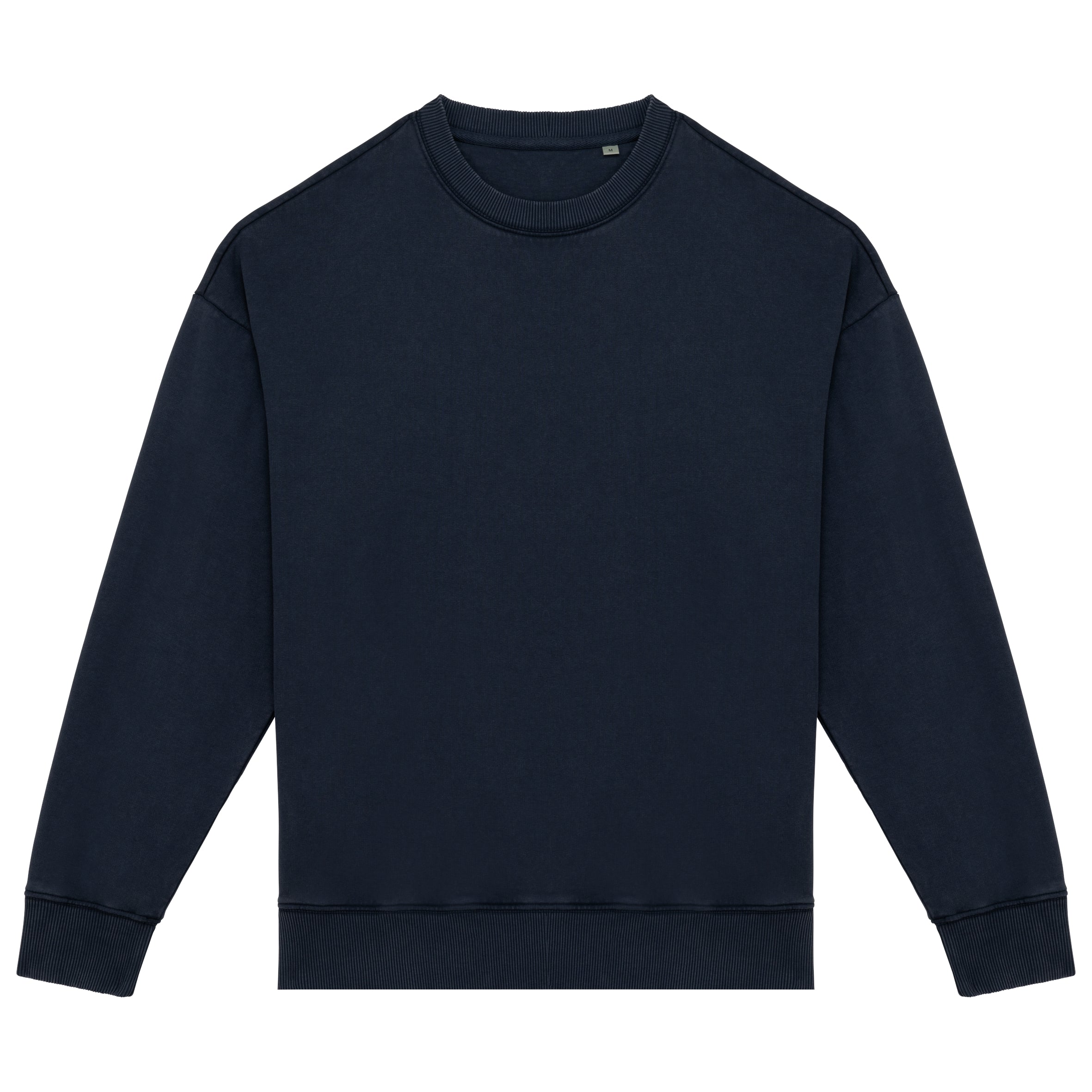 Duurzame oversized verwassen uniseks sweater met ronde hals