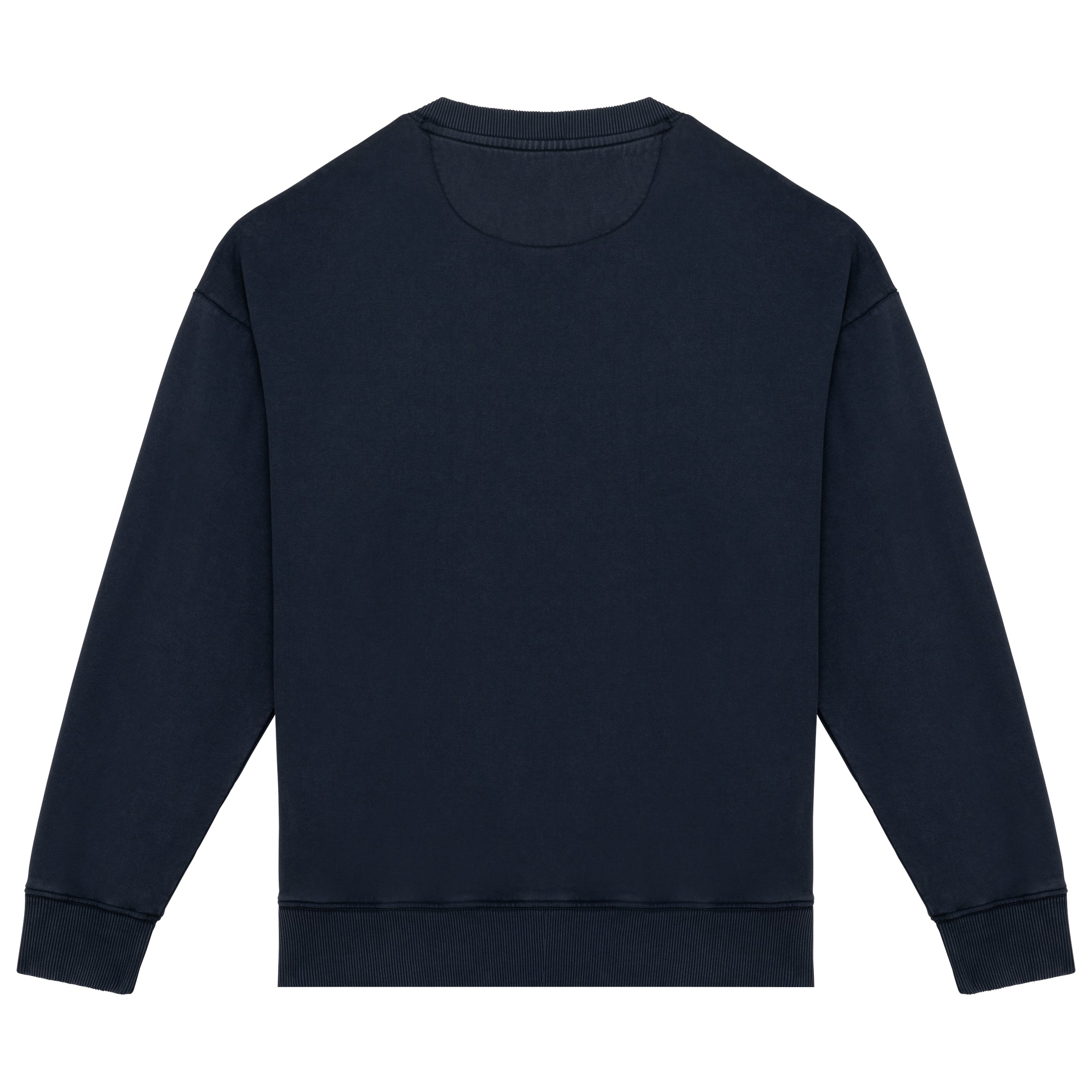 Duurzame oversized verwassen uniseks sweater met ronde hals