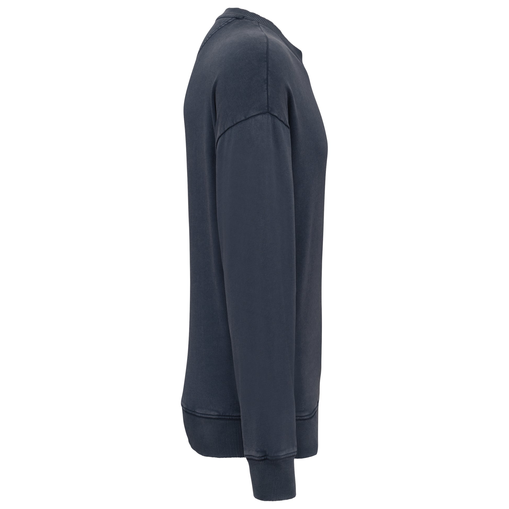 Duurzame oversized verwassen uniseks sweater met ronde hals