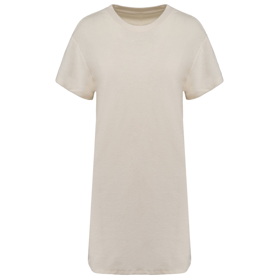 Ecologische badstof t-shirtjurk met afhangende mouwen