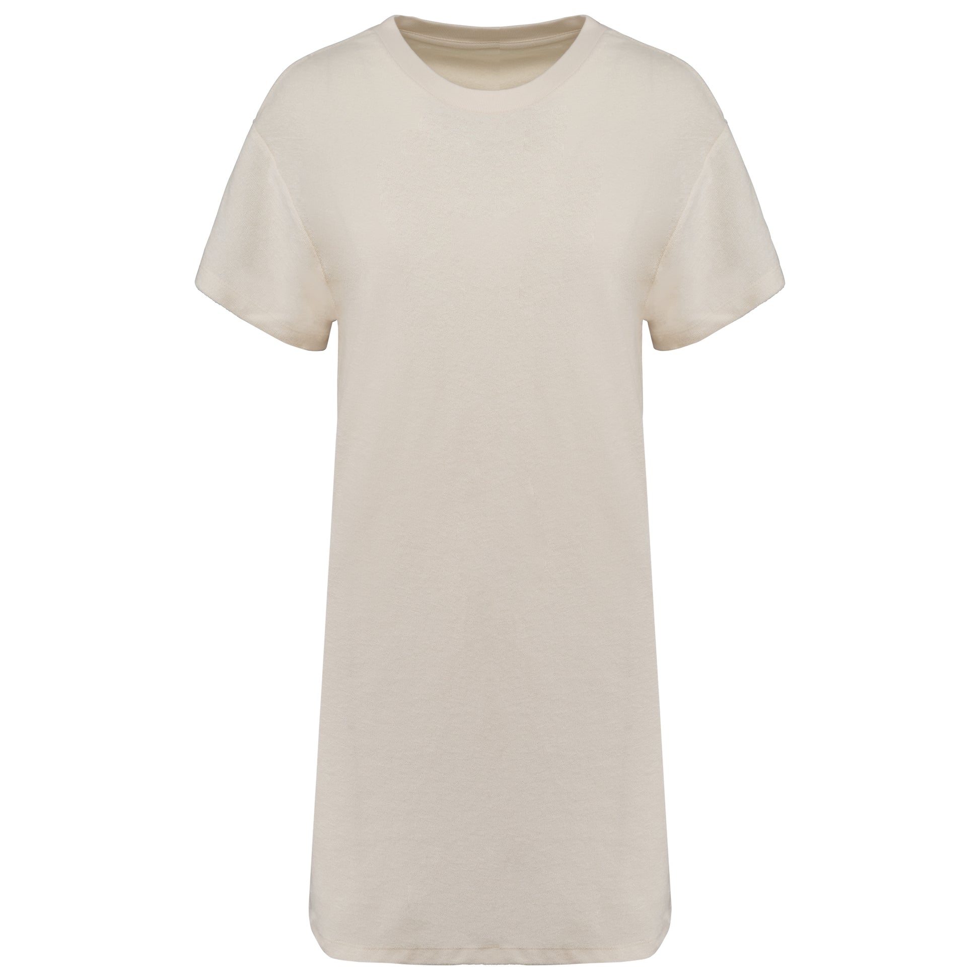 Ecologische badstof t-shirtjurk met afhangende mouwen