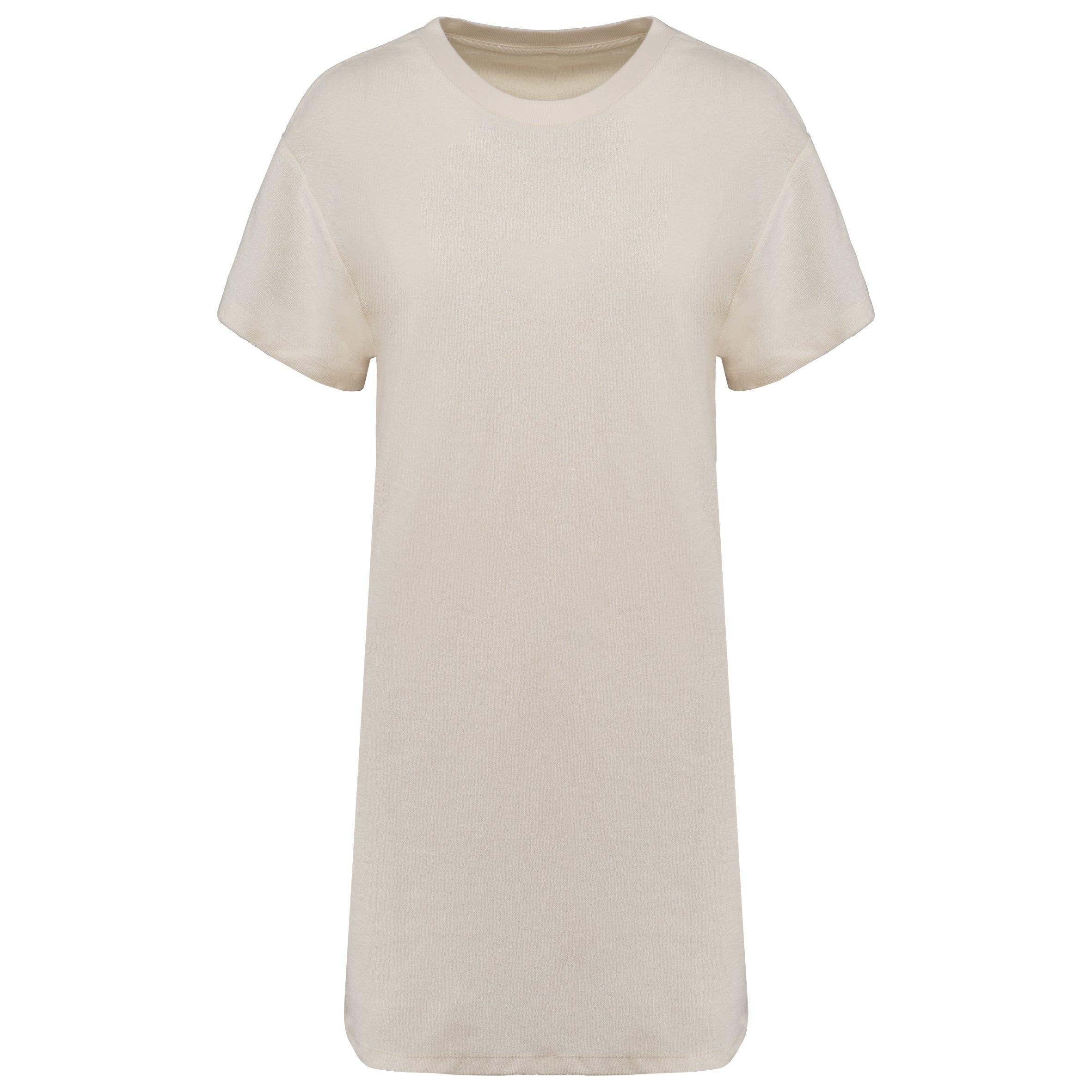 Ecologische badstof t-shirtjurk met afhangende mouwen
