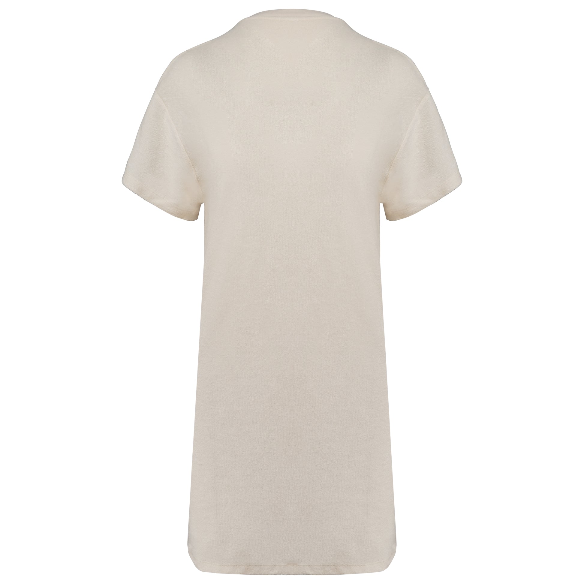 Ecologische badstof t-shirtjurk met afhangende mouwen