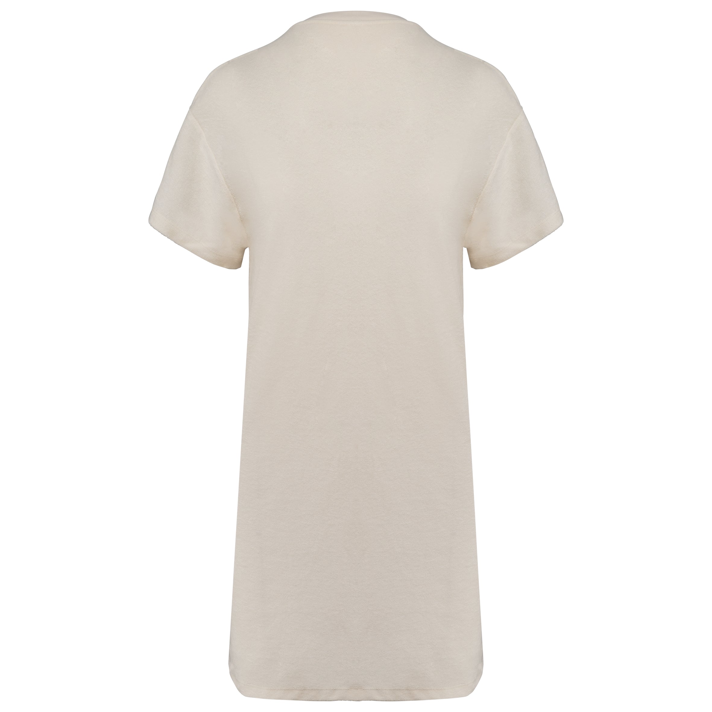 Ecologische badstof t-shirtjurk met afhangende mouwen