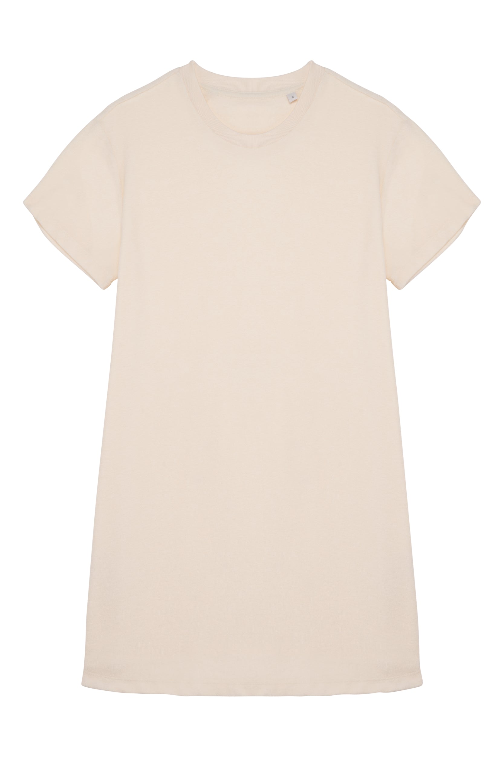 Ecologische badstof t-shirtjurk met afhangende mouwen