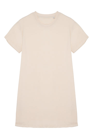 Ecologische badstof t-shirtjurk met afhangende mouwen