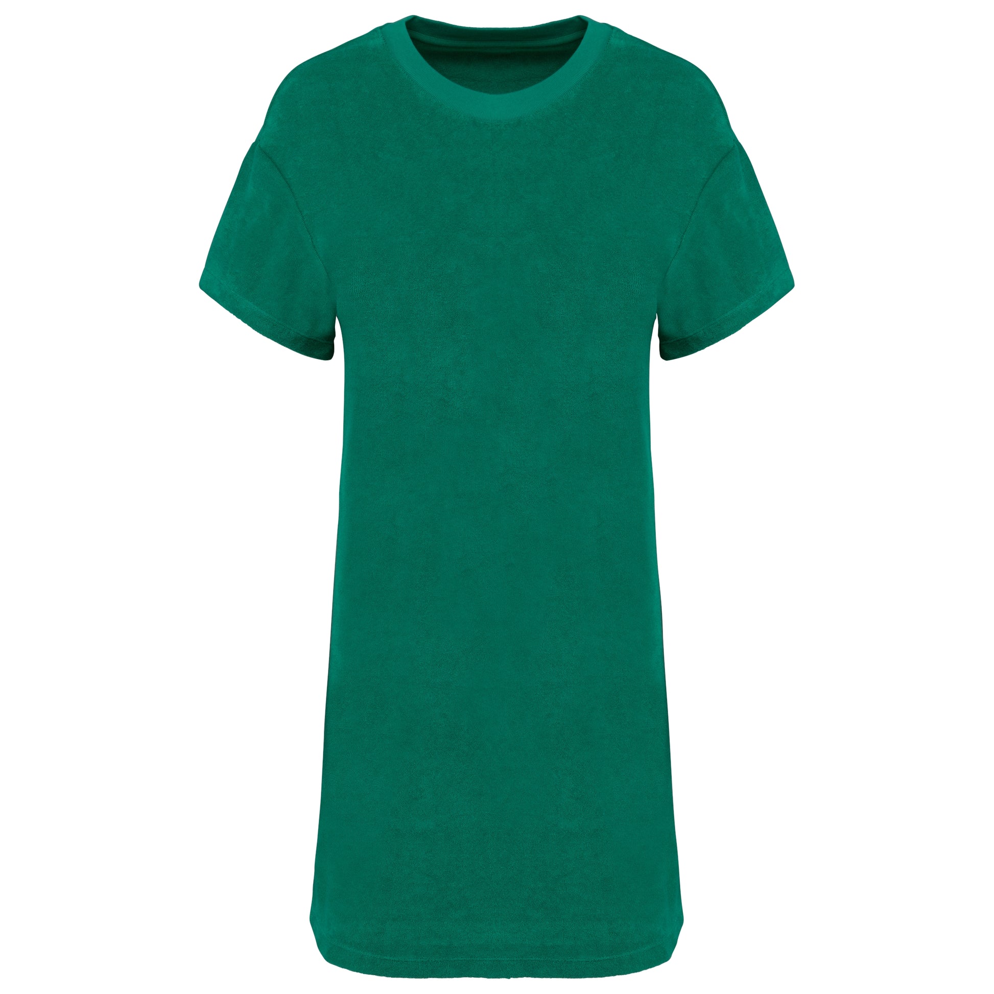 Ecologische badstof t-shirtjurk met afhangende mouwen