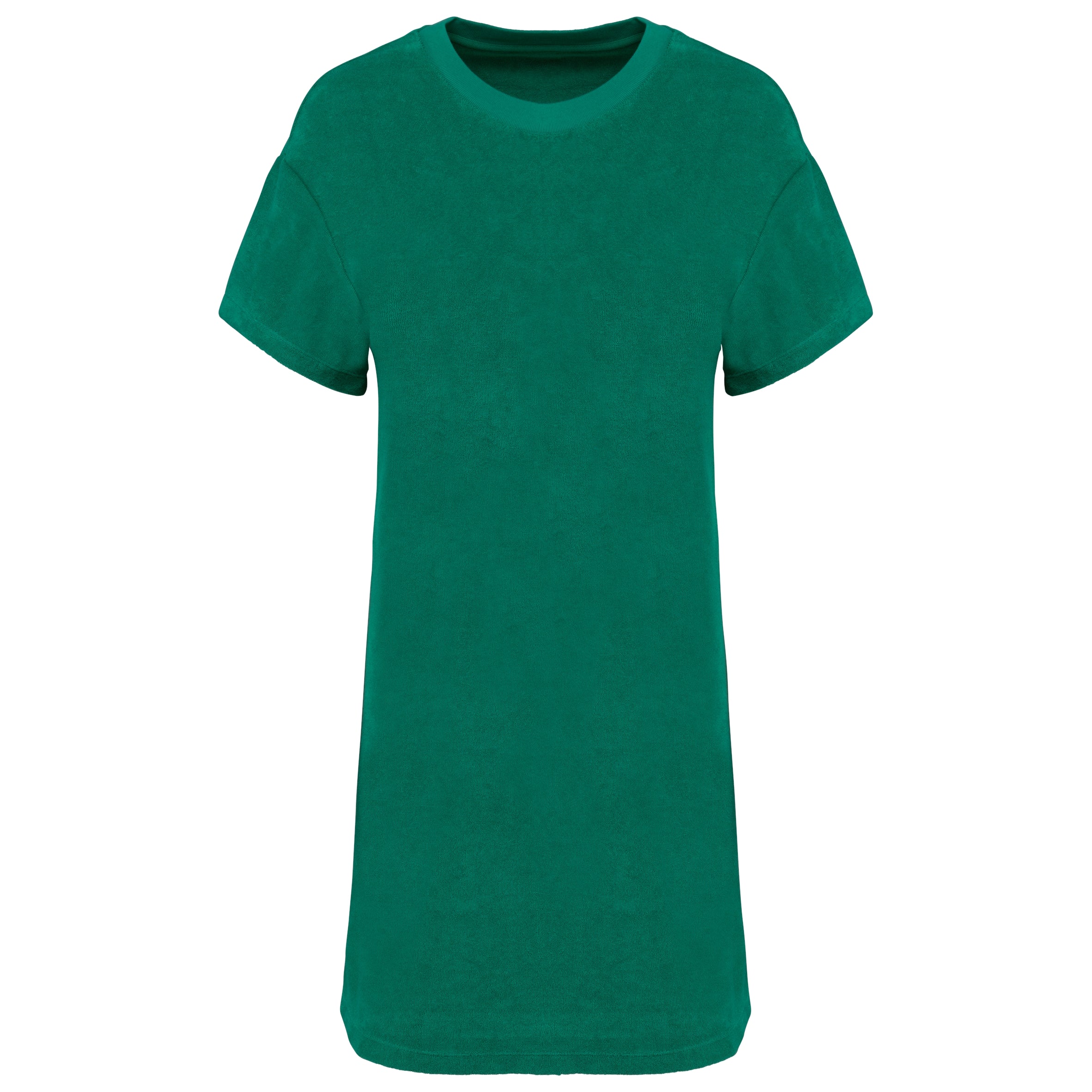Ecologische badstof t-shirtjurk met afhangende mouwen