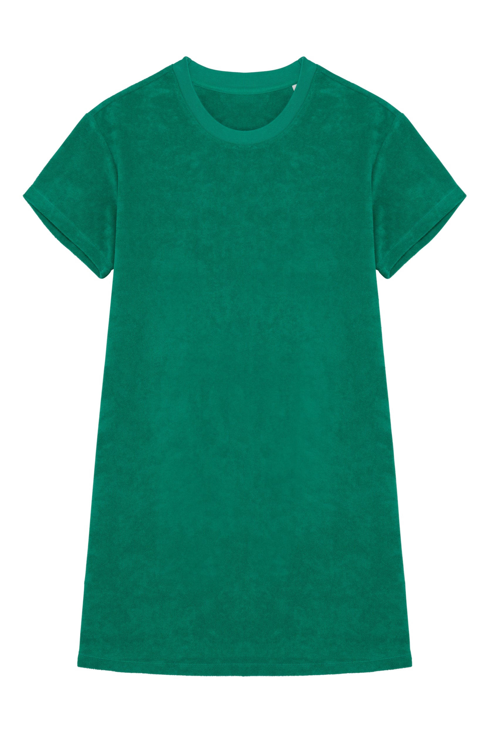 Ecologische badstof t-shirtjurk met afhangende mouwen