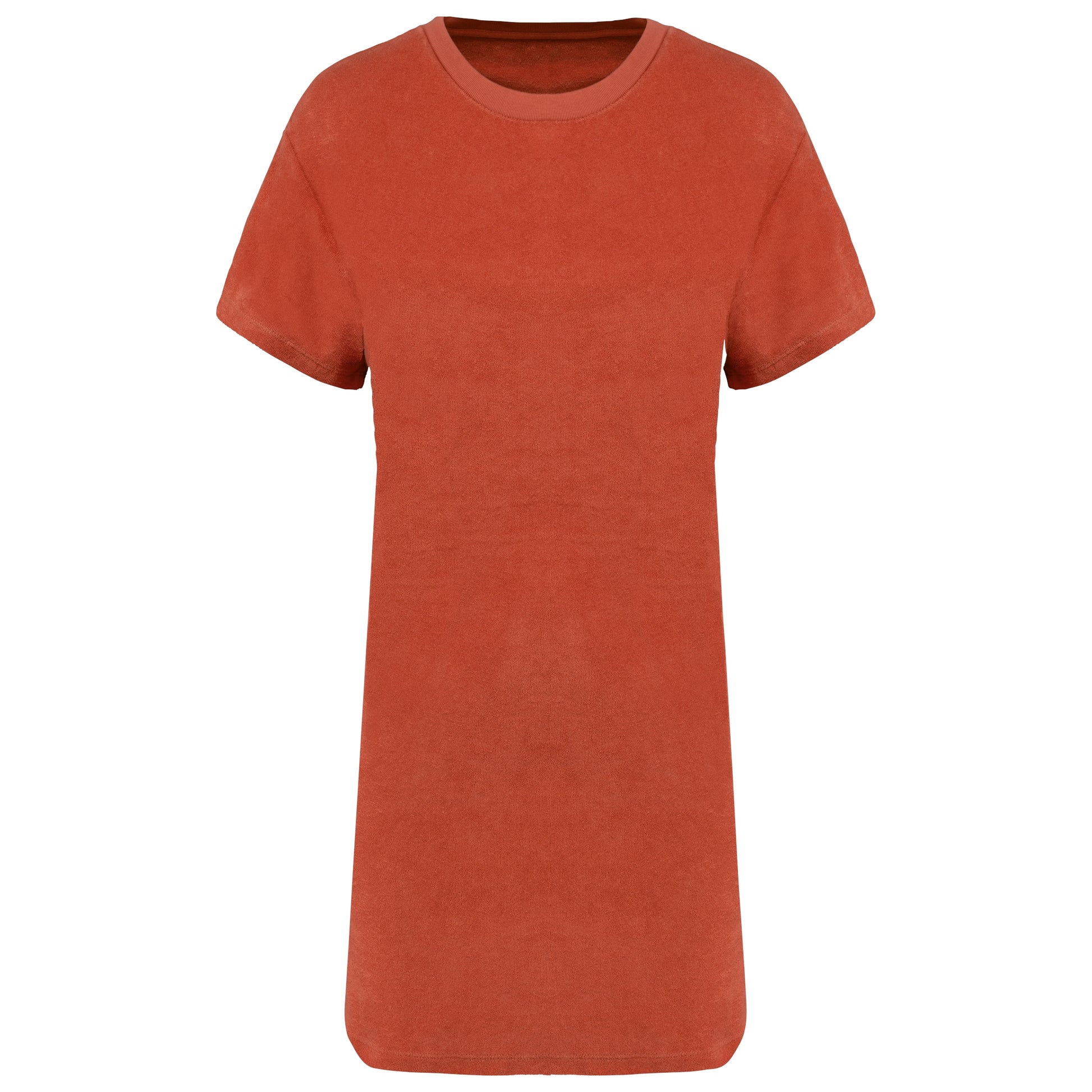 Ecologische badstof t-shirtjurk met afhangende mouwen