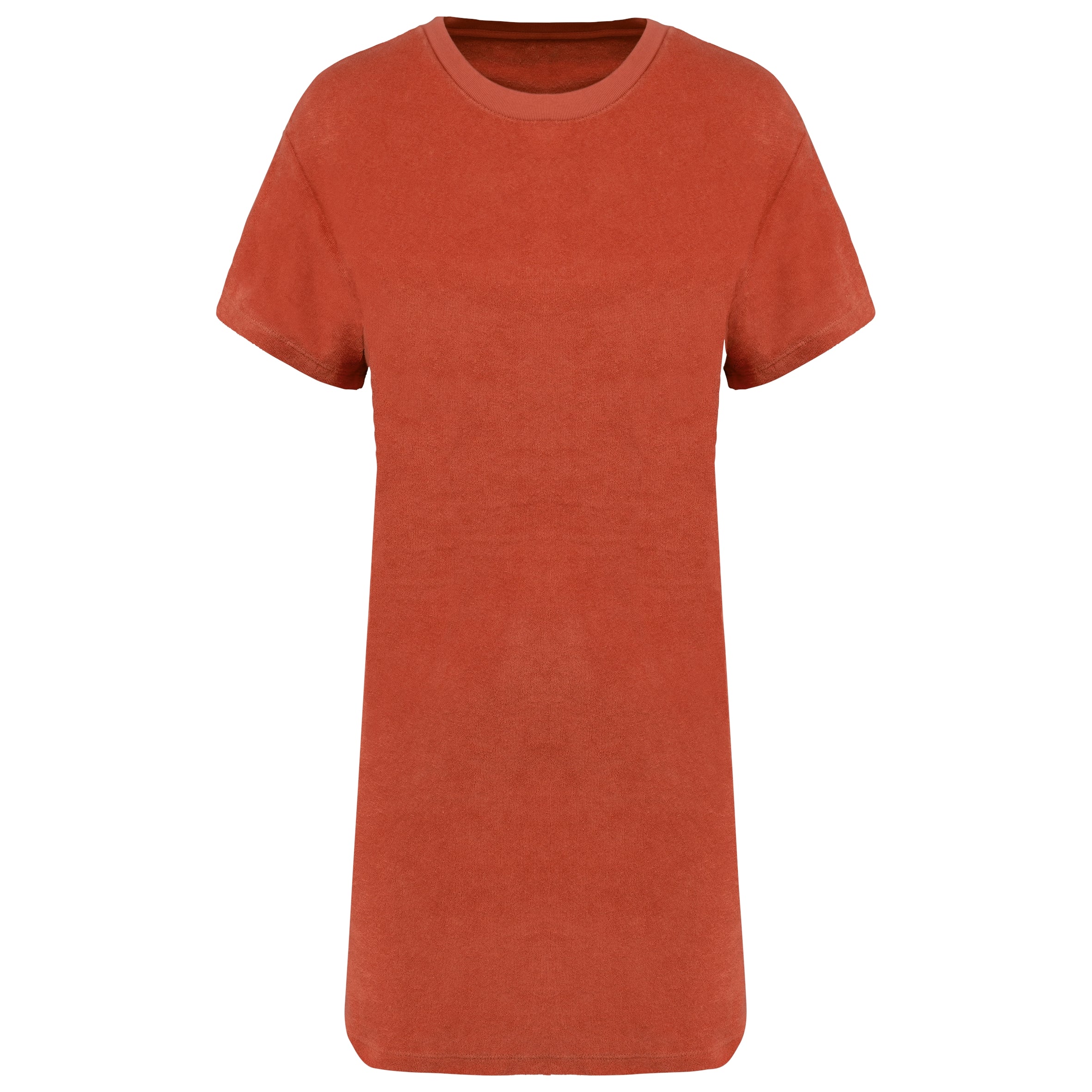 Ecologische badstof t-shirtjurk met afhangende mouwen