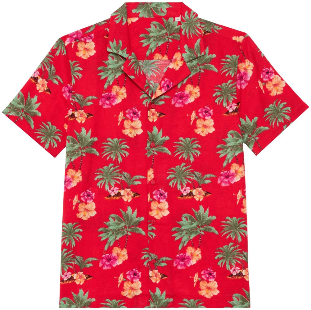 Ecologisch herenoverhemd met Hawaïaanse print