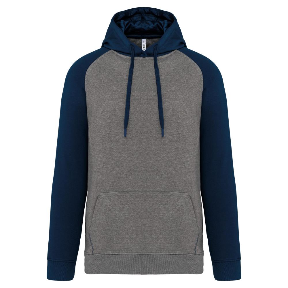 Tweekleurige sweater met capuchon volwassene