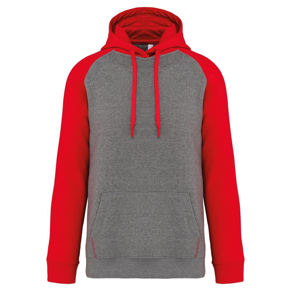 Tweekleurige sweater met capuchon volwassene