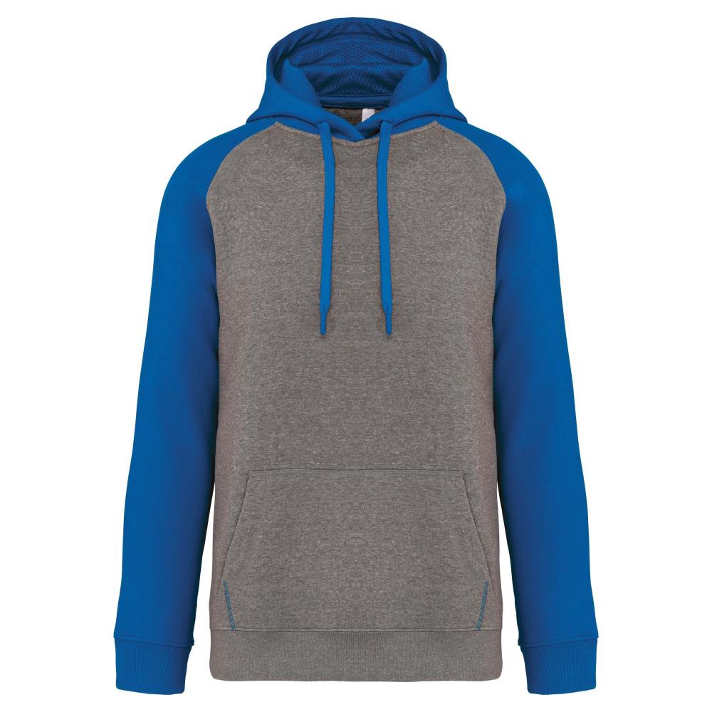 Tweekleurige sweater met capuchon volwassene