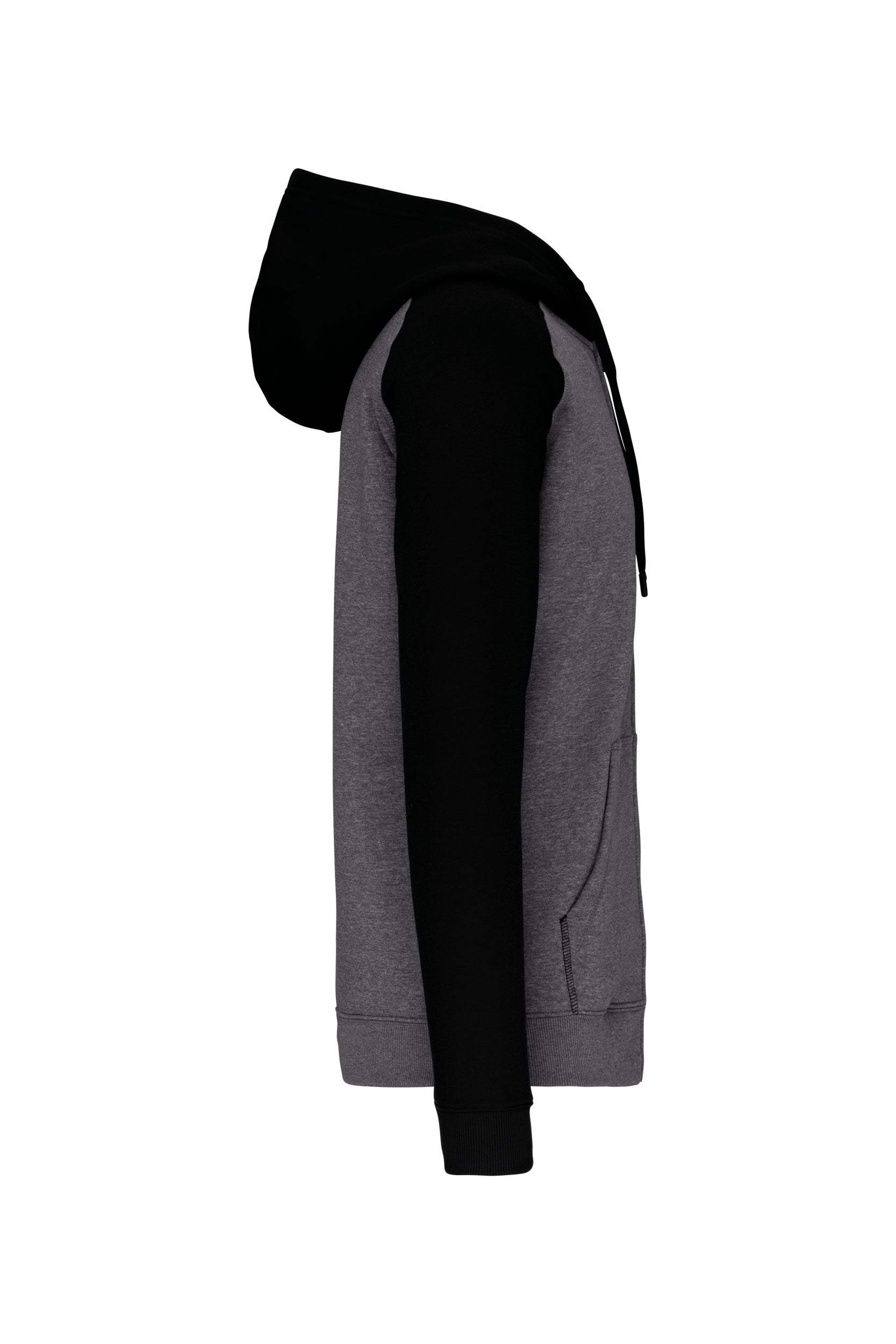 Fleece met rits en tweekleurige capuchon unisex