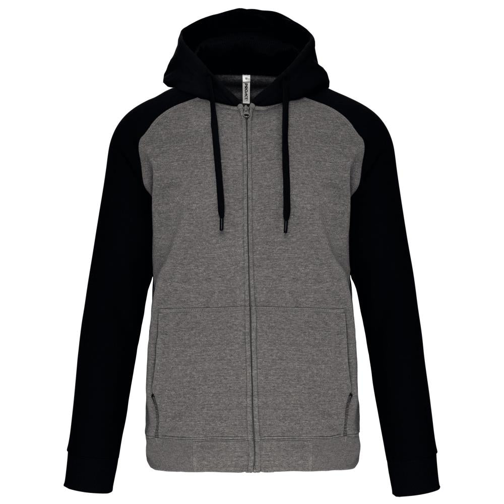Fleece met rits en tweekleurige capuchon unisex