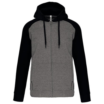 Fleece met rits en tweekleurige capuchon unisex