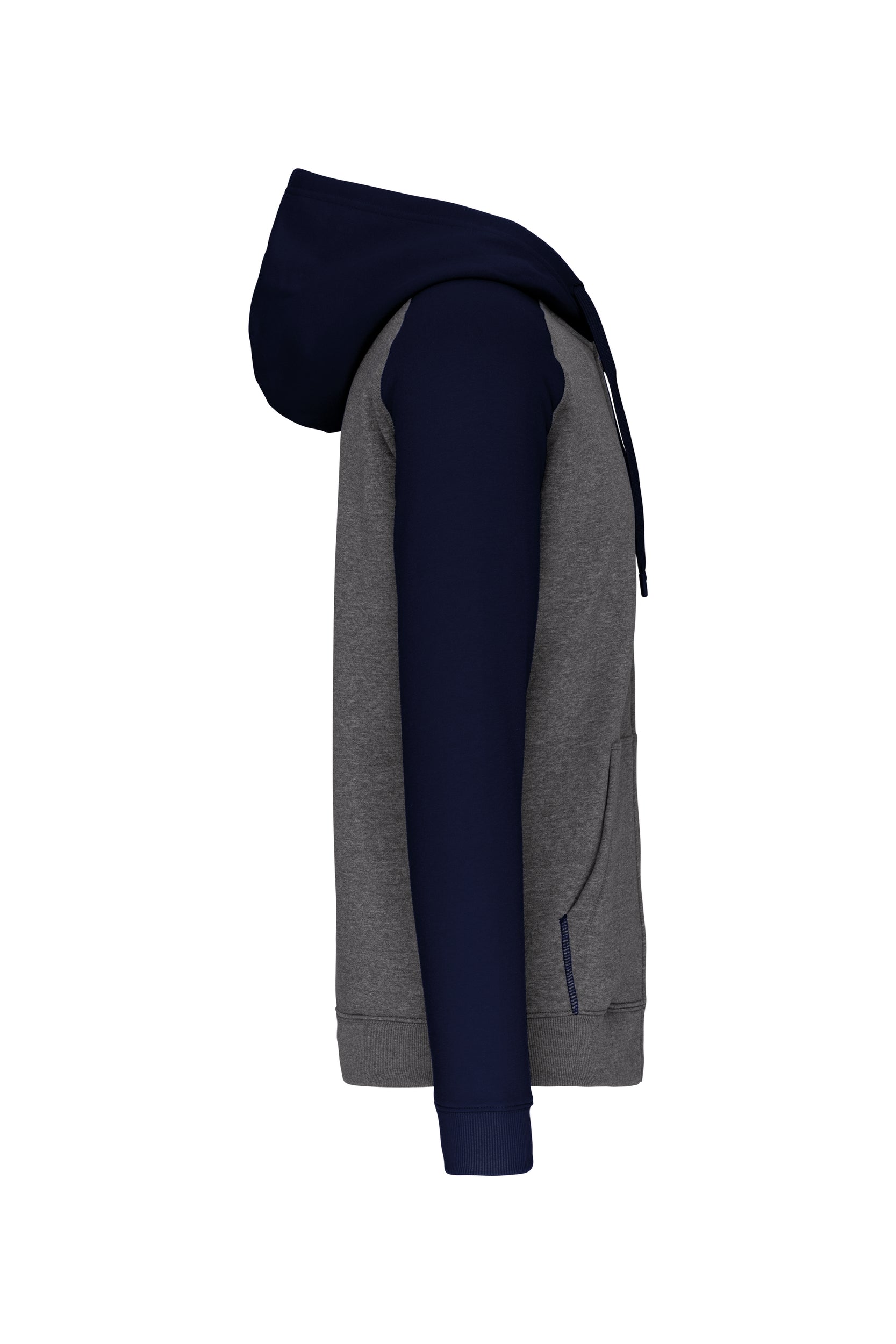 Fleece met rits en tweekleurige capuchon unisex