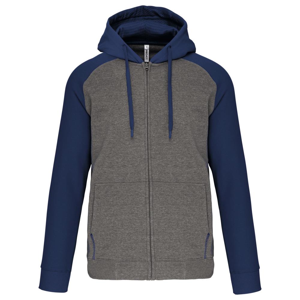 Fleece met rits en tweekleurige capuchon unisex