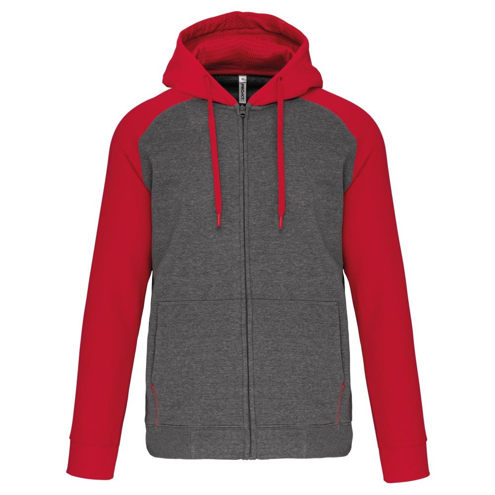 Fleece met rits en tweekleurige capuchon unisex