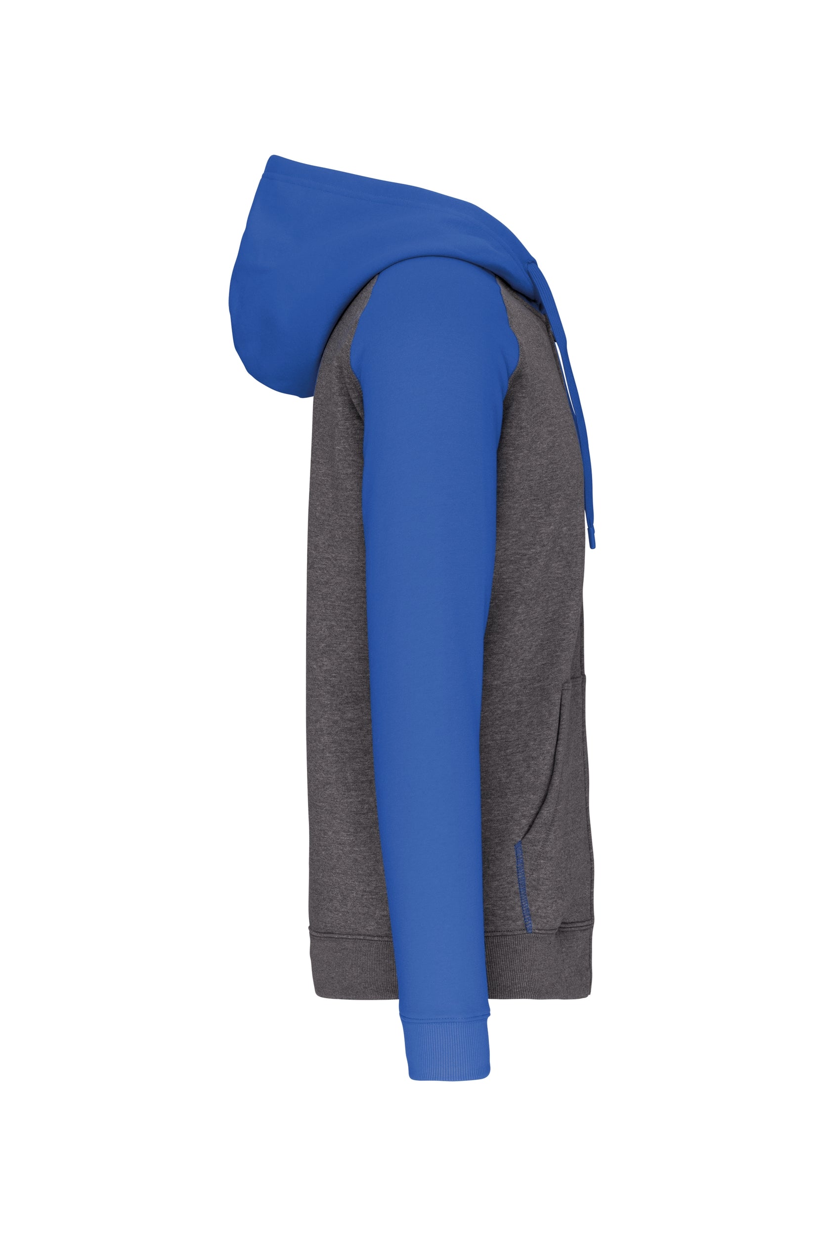 Fleece met rits en tweekleurige capuchon unisex