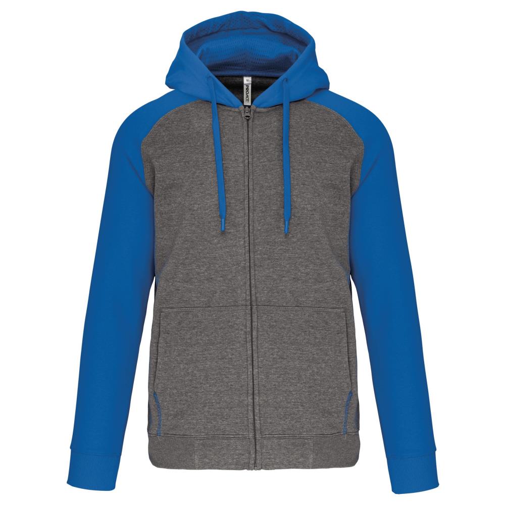 Fleece met rits en tweekleurige capuchon unisex