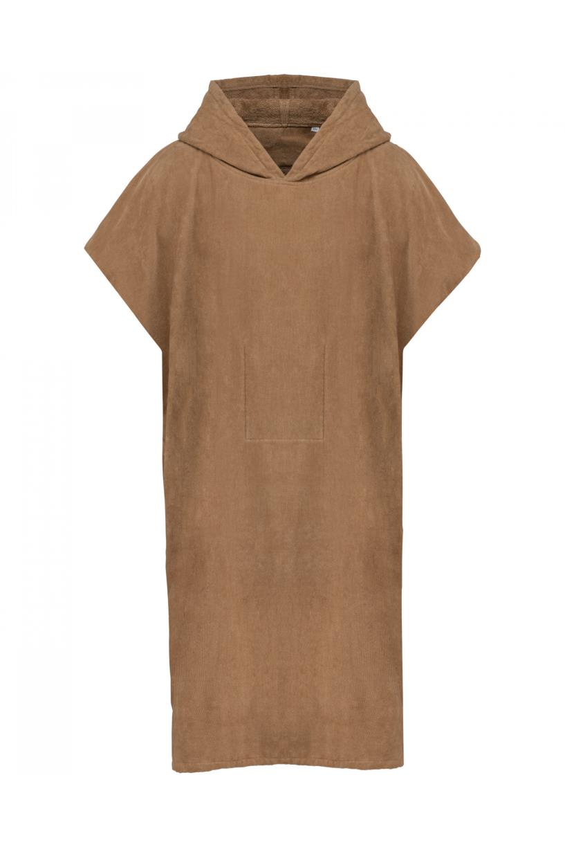 Uniseks poncho met capuchon van badstof