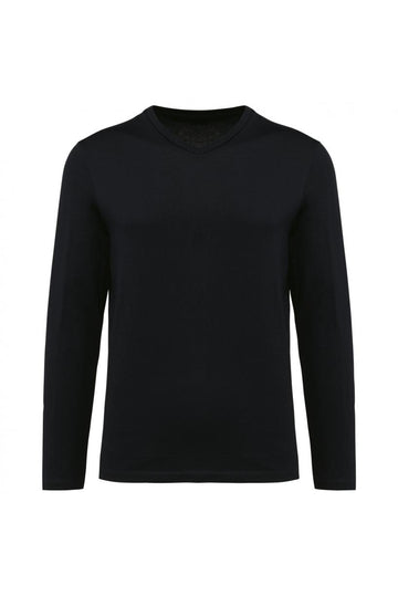 Supima® heren-T-shirt V-hals lange mouwen