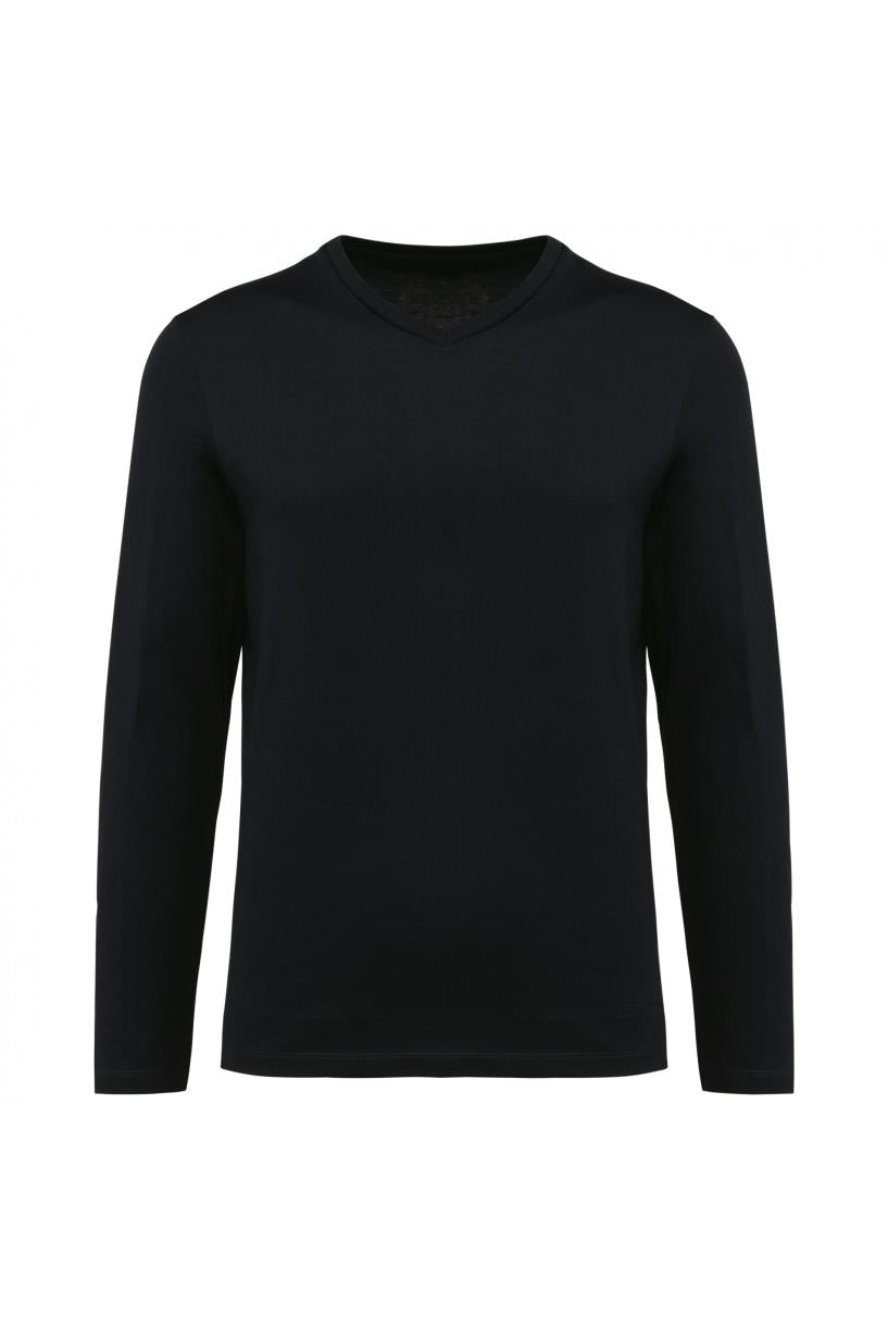 Supima® heren-T-shirt V-hals lange mouwen