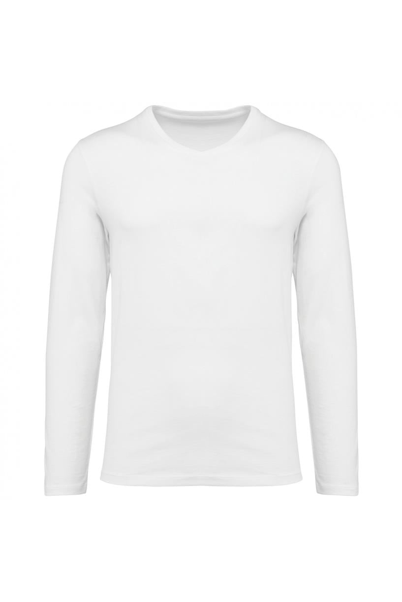 Supima® heren-T-shirt V-hals lange mouwen