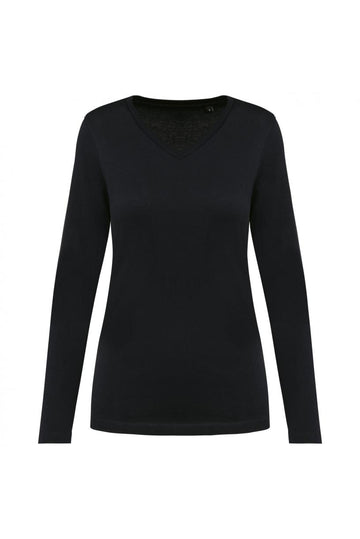 Supima® dames-T-shirt V-hals lange mouwen