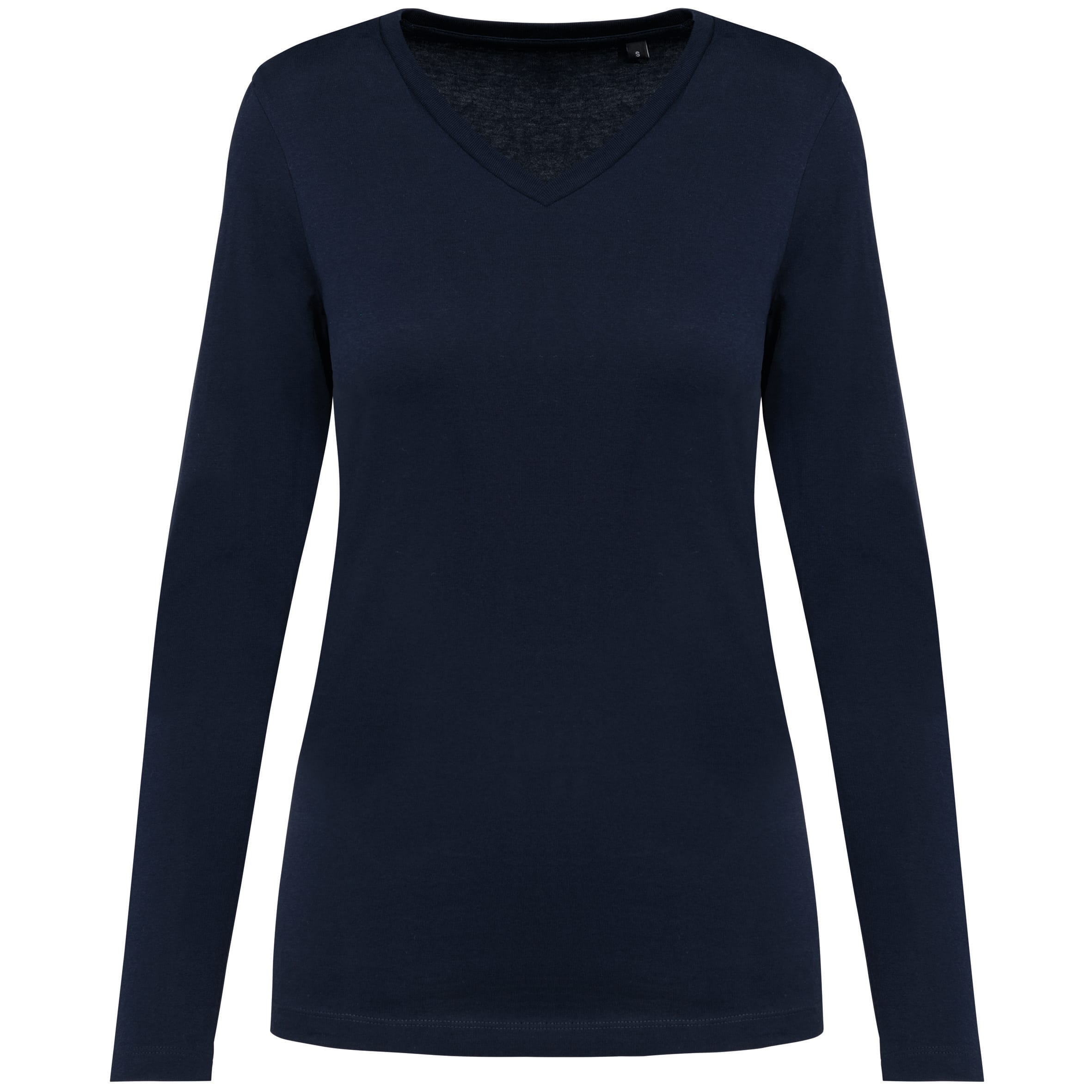 Supima® dames-T-shirt V-hals lange mouwen