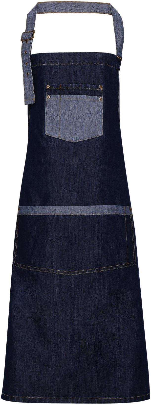 Domain - Contrast denim bib apron