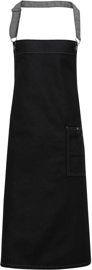 District - Waxed look denim bib apron