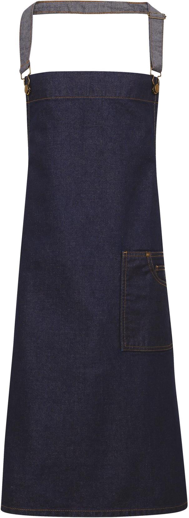 District - Waxed look denim bib apron