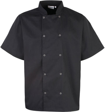 Studded Front Short Sleeve Chef's Jacket