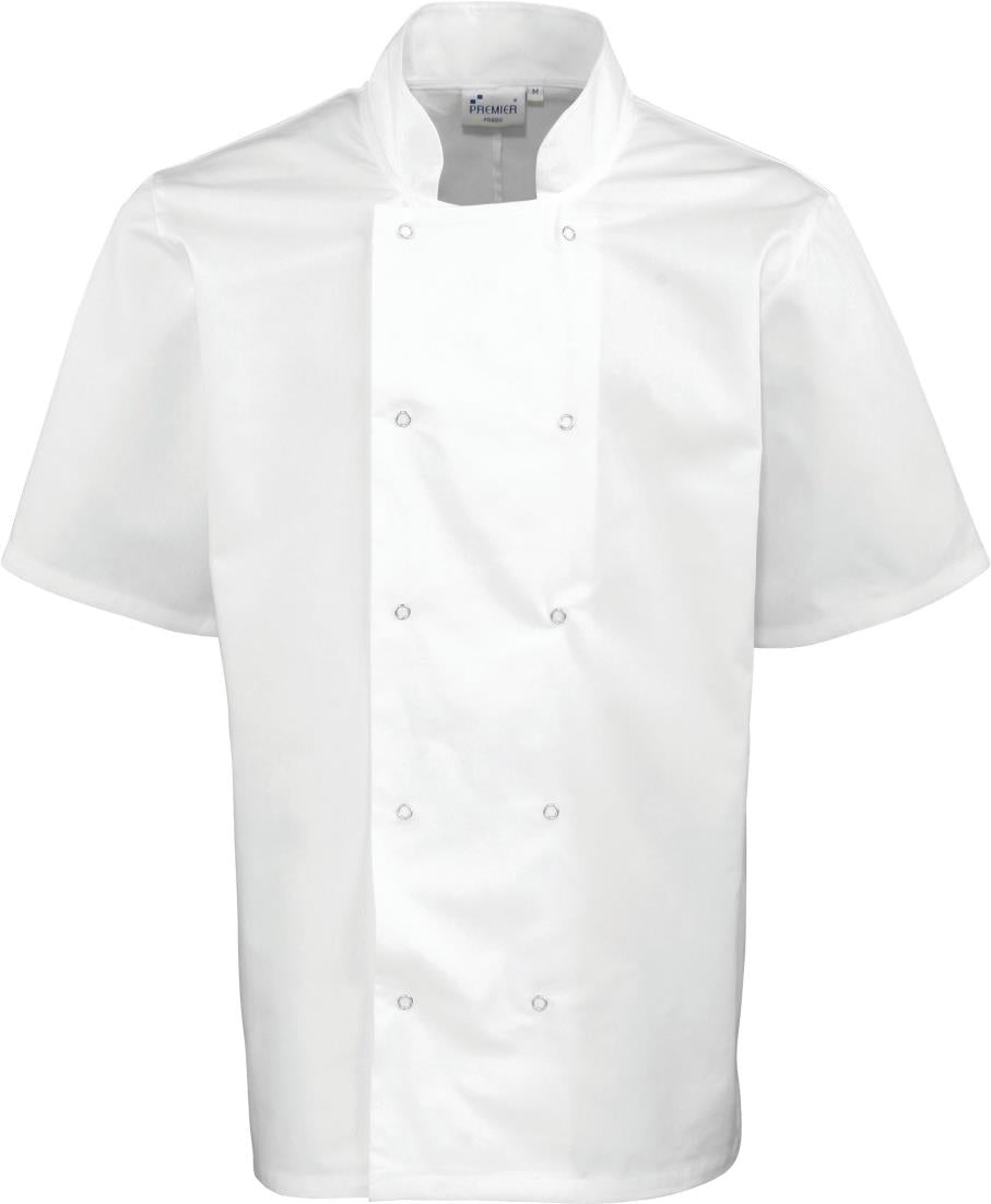 Studded Front Short Sleeve Chef's Jacket
