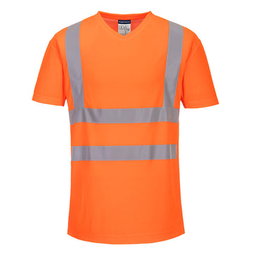 T-shirt met mesh en V-hals