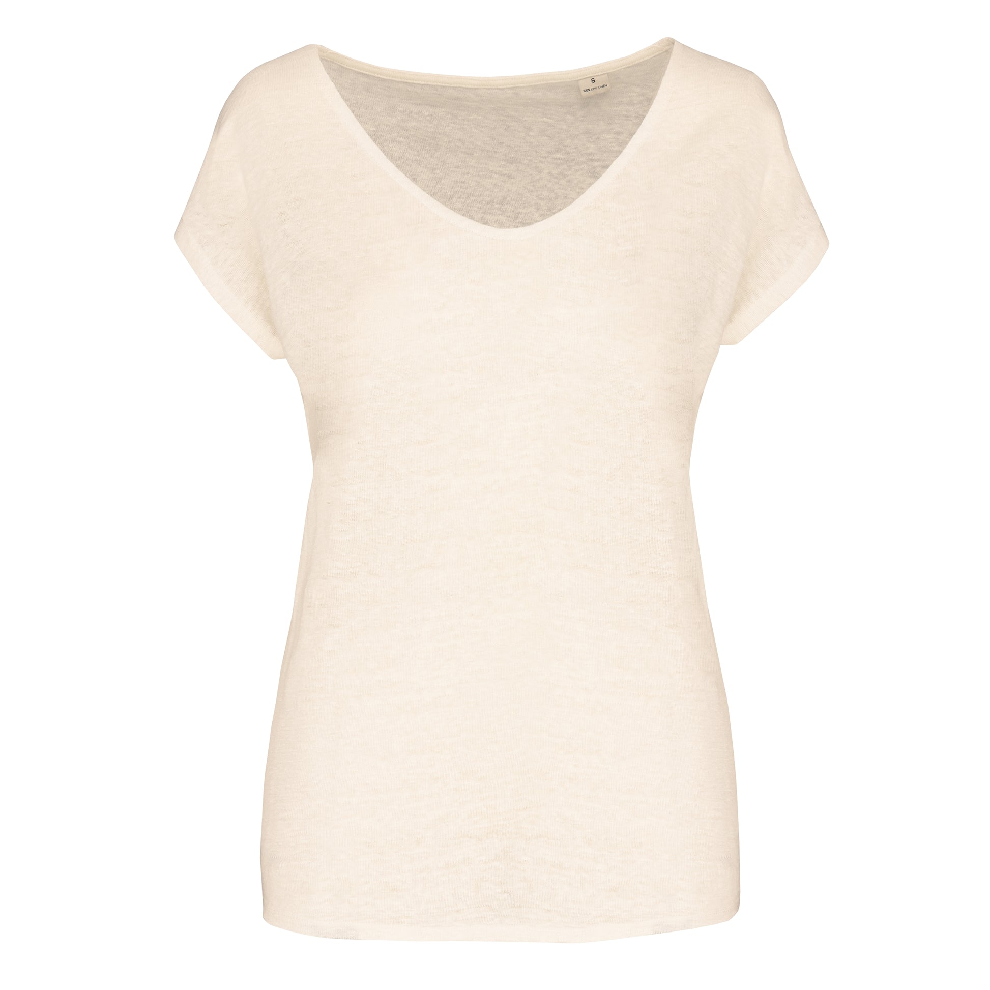 Linnen dames-t-shirt V-hals