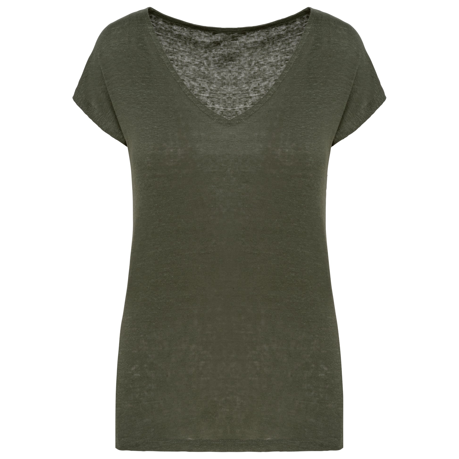 Linnen dames-t-shirt V-hals