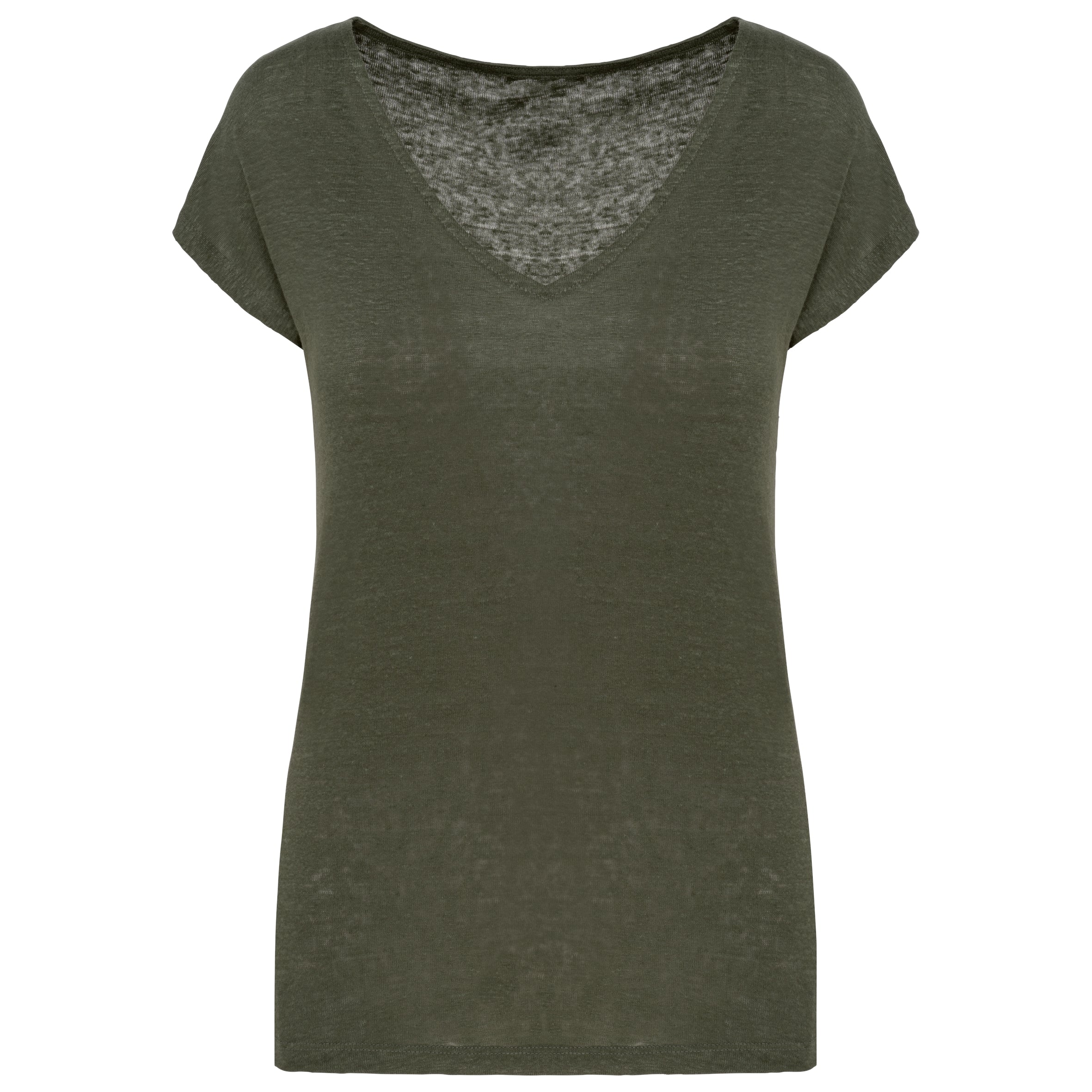 Linnen dames-t-shirt V-hals