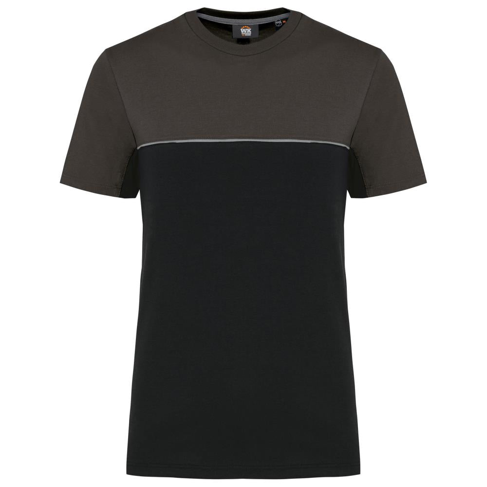 Ecologisch en tweekleurig uniseks T-shirt met korte mouwen