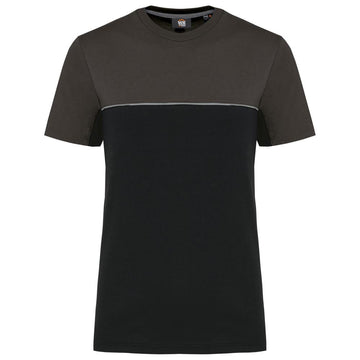 Ecologisch en tweekleurig uniseks T-shirt met korte mouwen