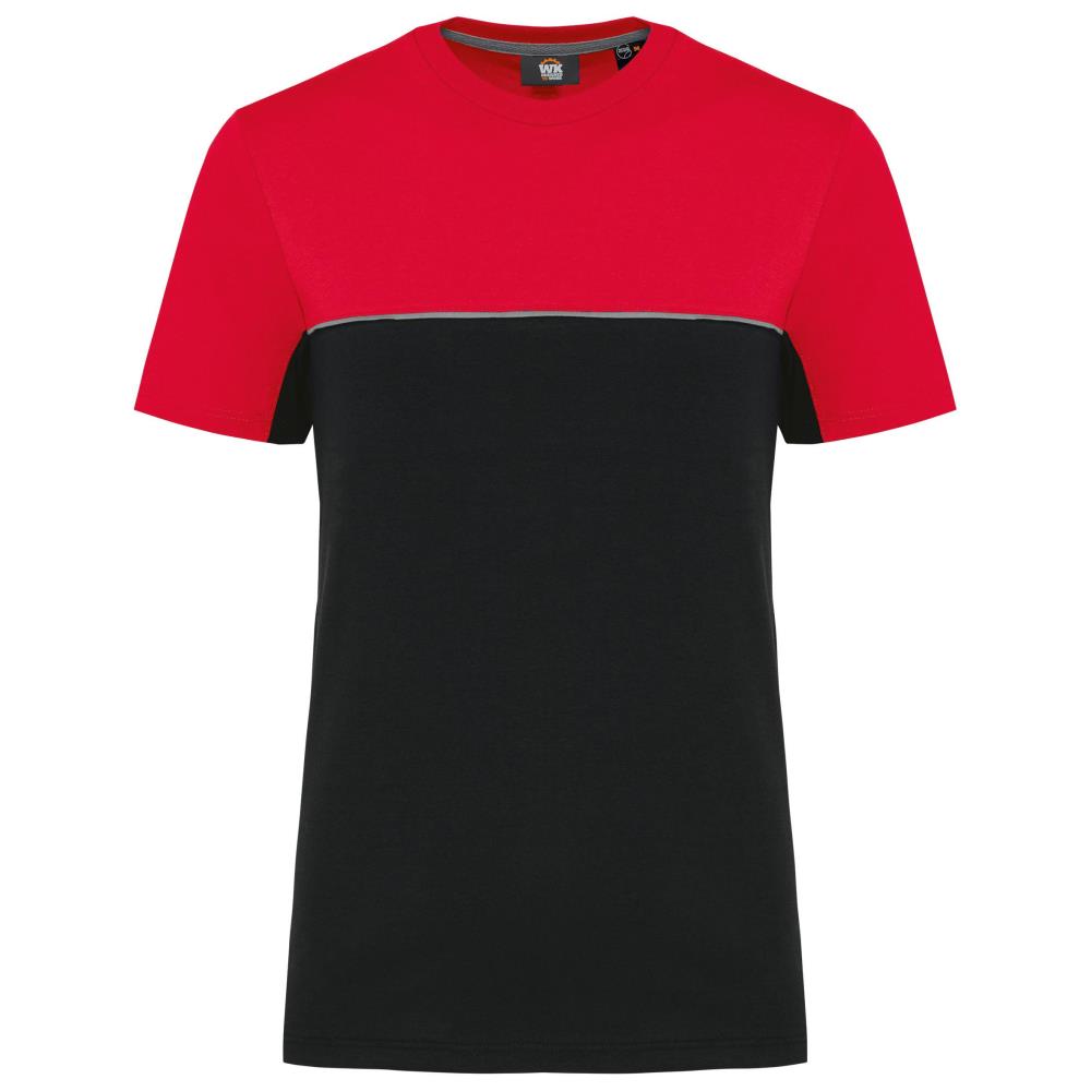 Ecologisch en tweekleurig uniseks T-shirt met korte mouwen