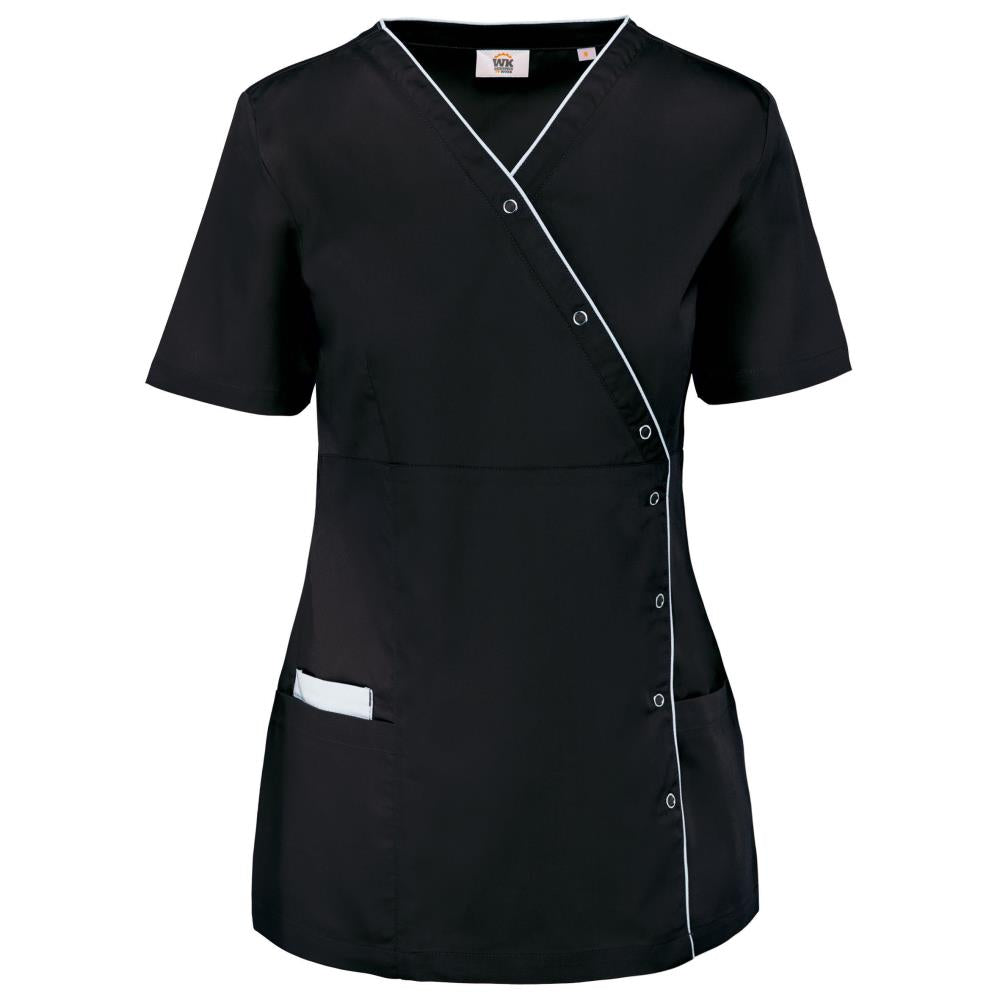 Damesblouse in polykatoen met drukknopen