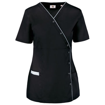 Damesblouse in polykatoen met drukknopen